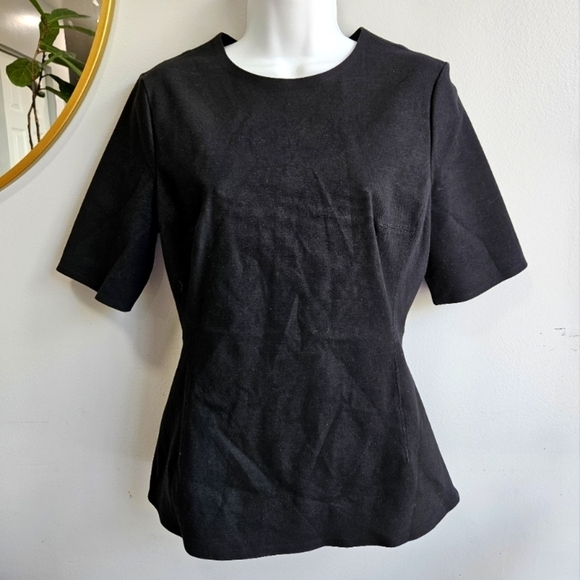 Theory Black peplum half sleeve Medium black shirt - Picture 1 of 5